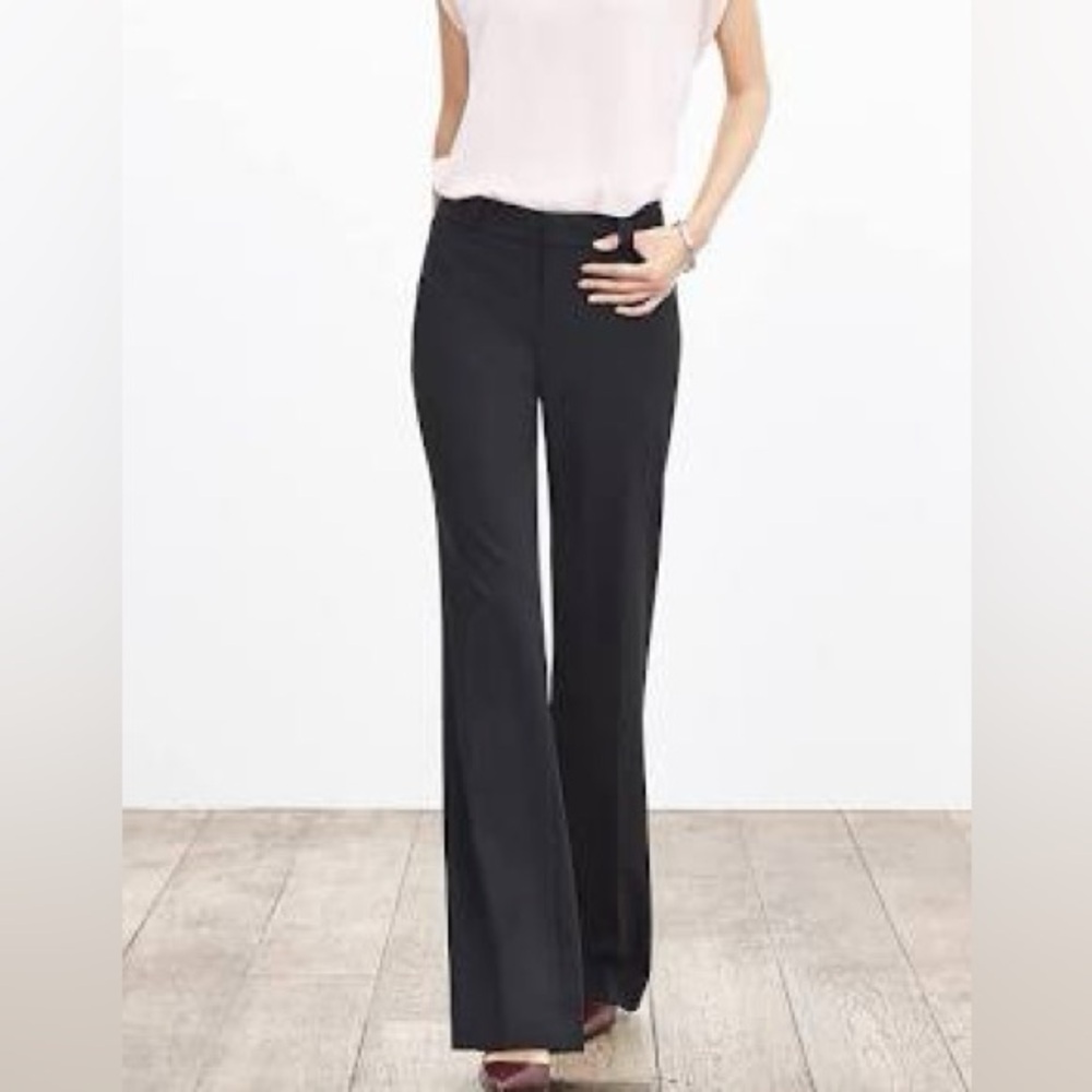 Banana Republic Jackson Fit Wool Pants NWT Size 6 Black Wide Leg